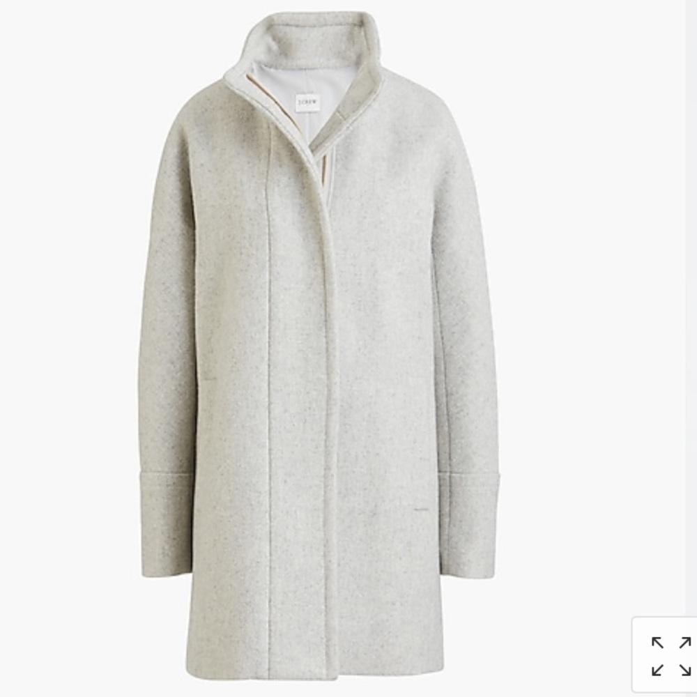 New! J Crew Heather Grey Stand Collar Wool Coat - Picture 5 of 15